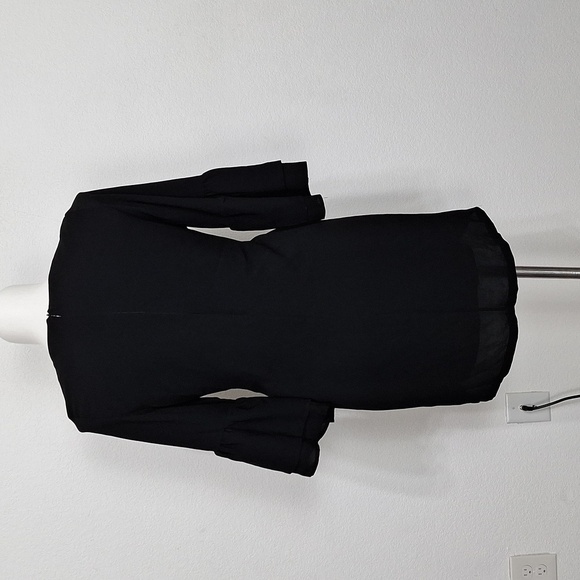 Belongsci Black Whimsigoth Fairy Ruffle Bell Sleeves V-Neck Dress XL - Picture 6 of 15